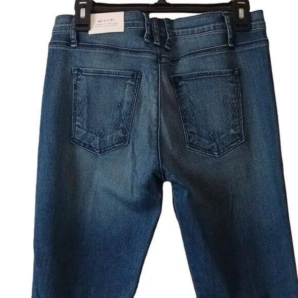 NEW McGuire Inez Patch Slim Blue Jeans in Lighthouse‎ Wash, Size 32