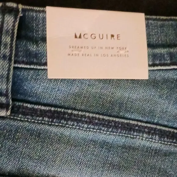 NEW McGuire Inez Patch Slim Blue Jeans in Lighthouse‎ Wash, Size 32