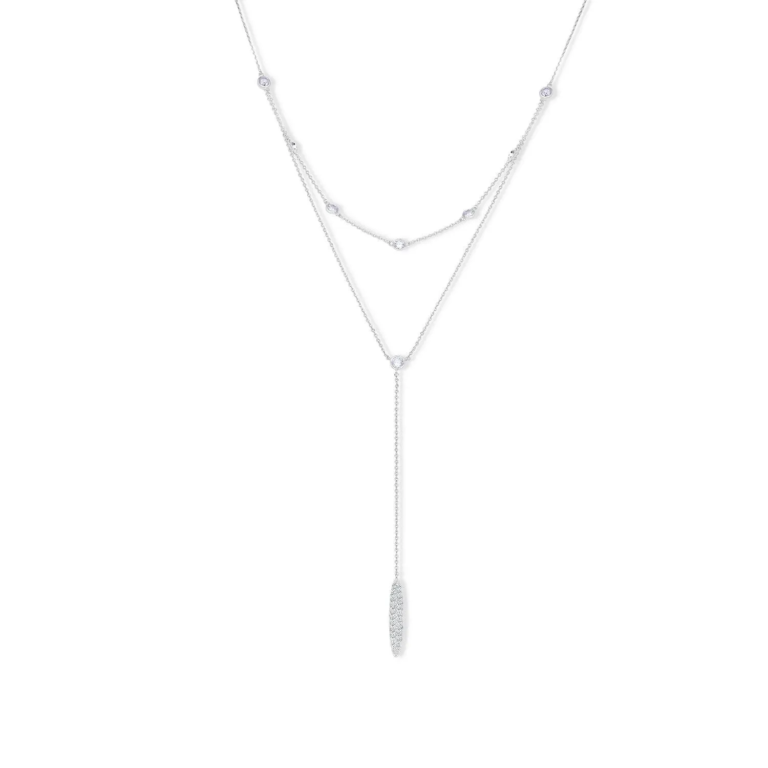 Noble Set Circle-Chained and Stylish Drops in Sterling Silver Necklace