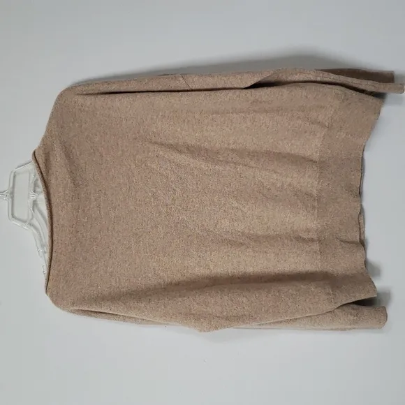 Nordstrom Cashmere Sweater Oversized Asymmetric Neck Women's Large Neutral Tan