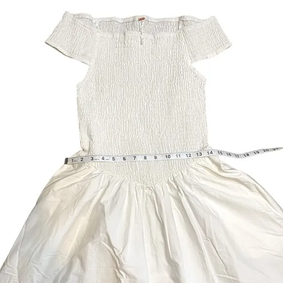 NWOT Free People Ceci Smocked Midi - Ivory