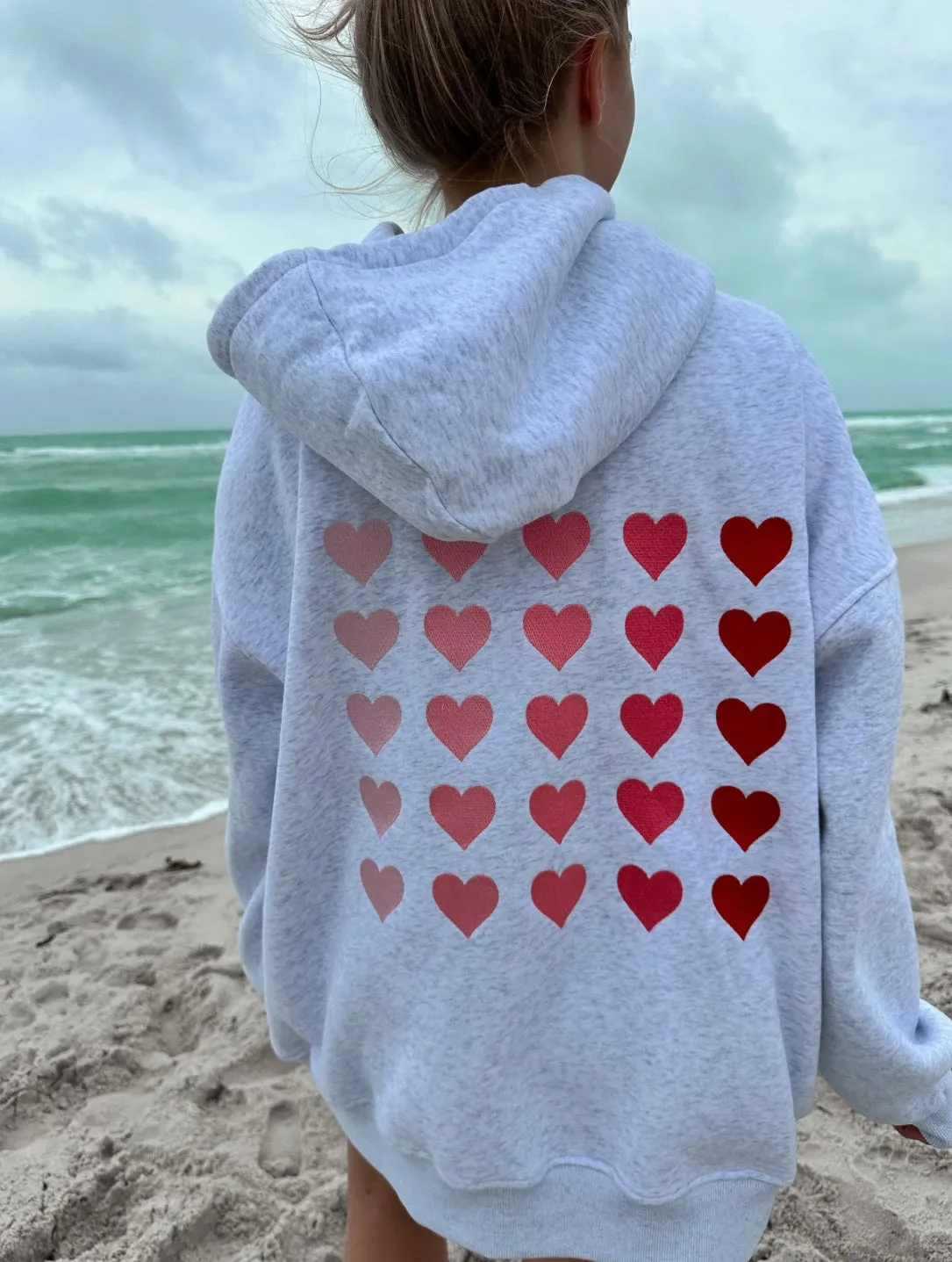 Ombré Hearts Embroidered Hoodie