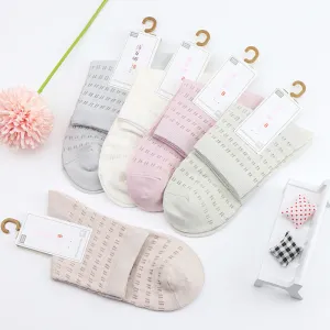 Pack of 5 Women’s Thin Mesh Cotton Socks – Summer 💖