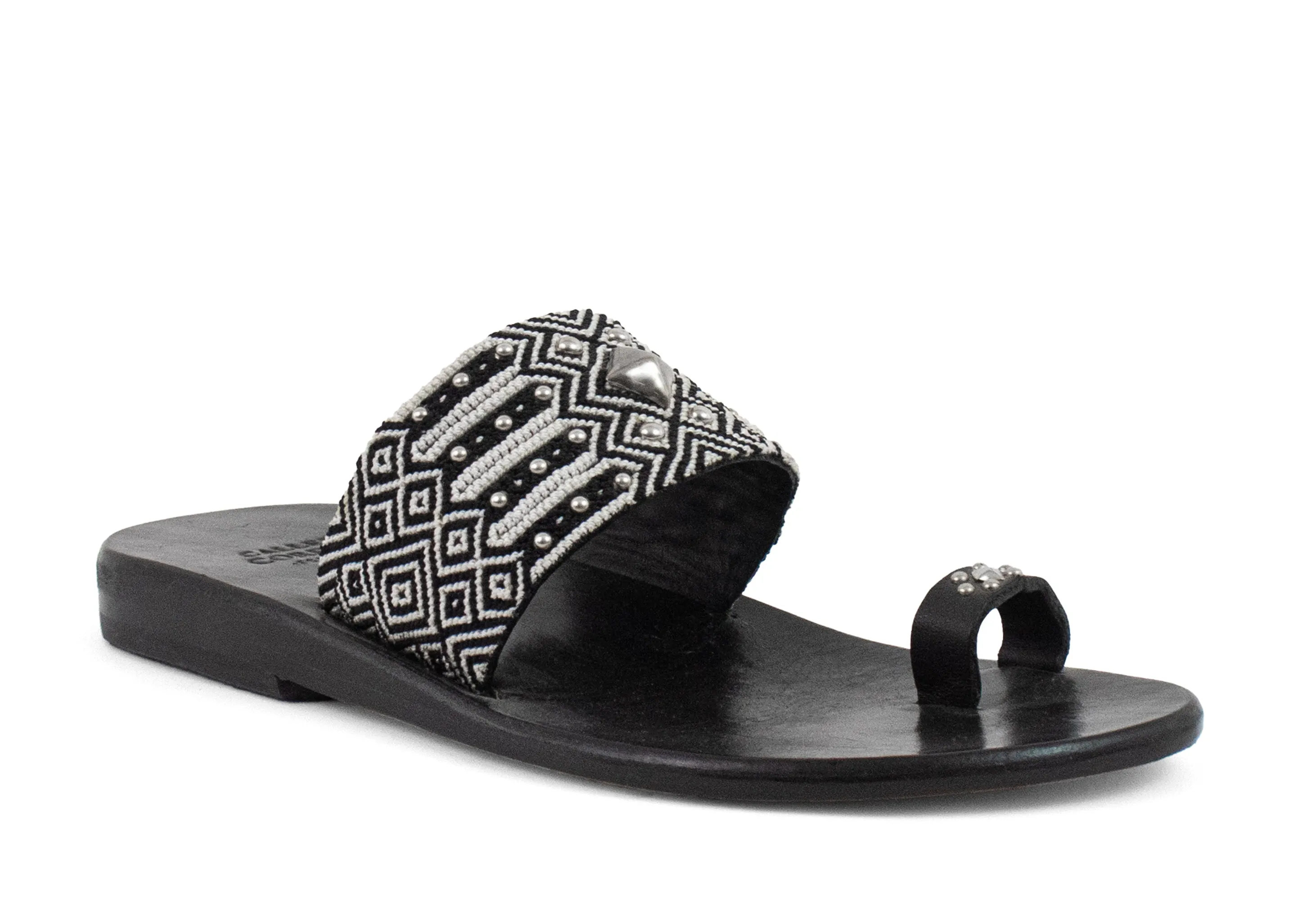 Papi Blk-Wht Woven Sandal
