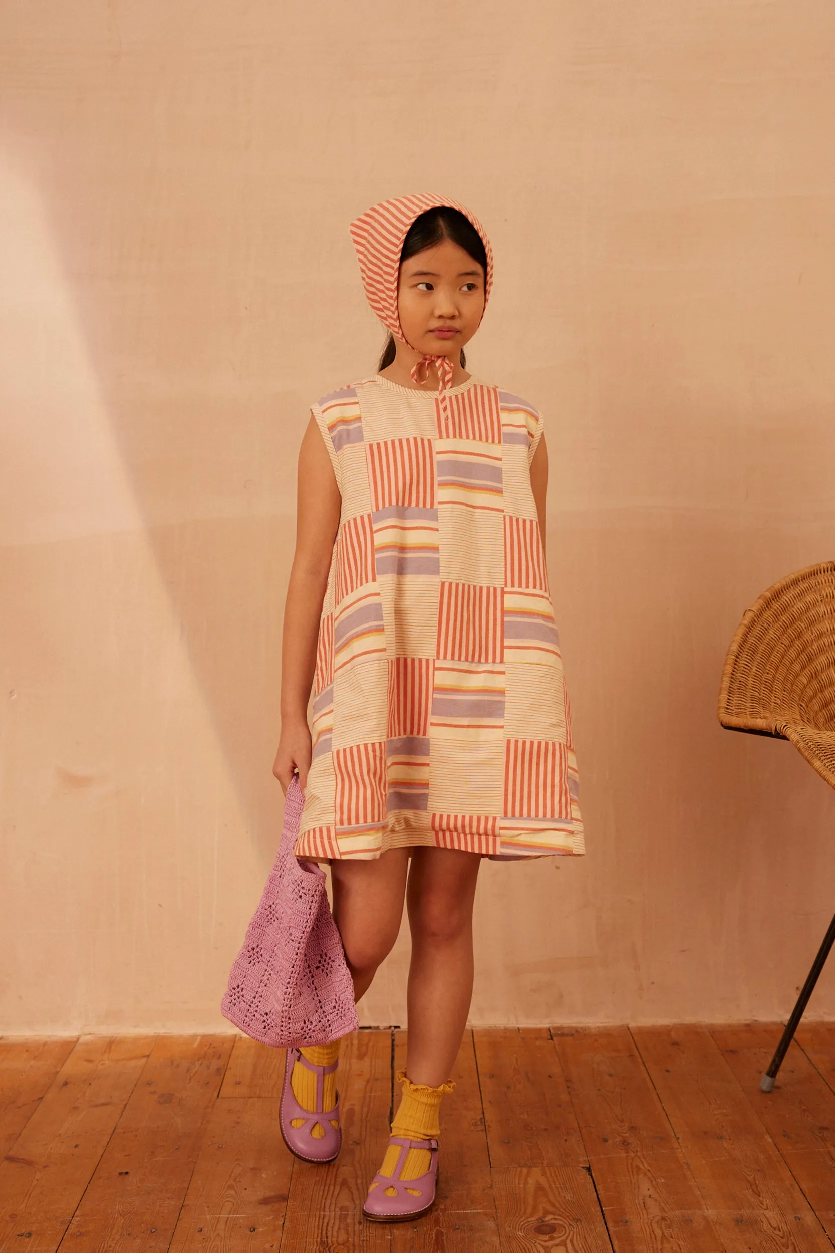 Patchwork Checkerboard Asa Dress - Mixed Stripe (EXCLUSIVE)