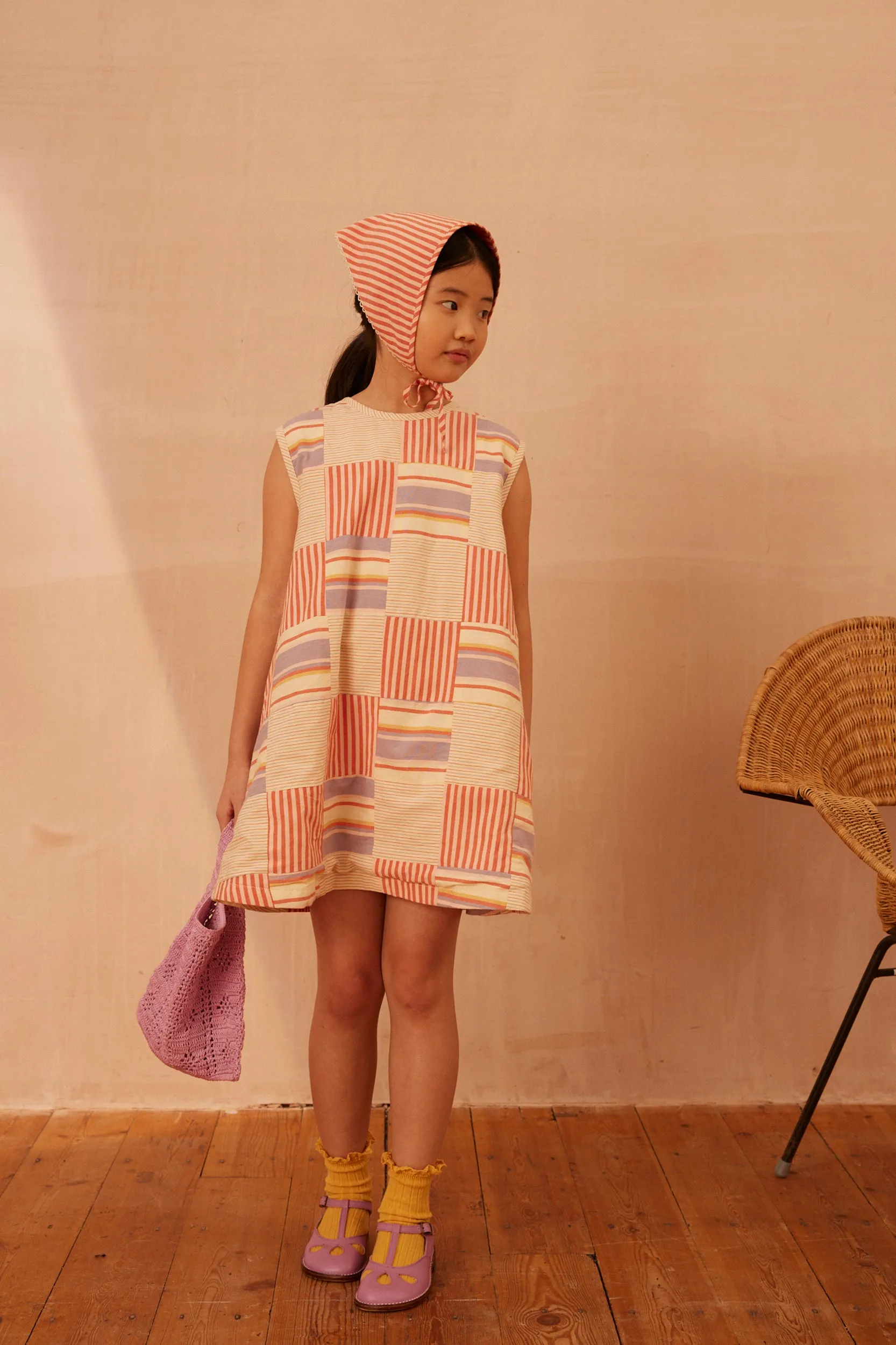 Patchwork Checkerboard Asa Dress - Mixed Stripe (EXCLUSIVE)