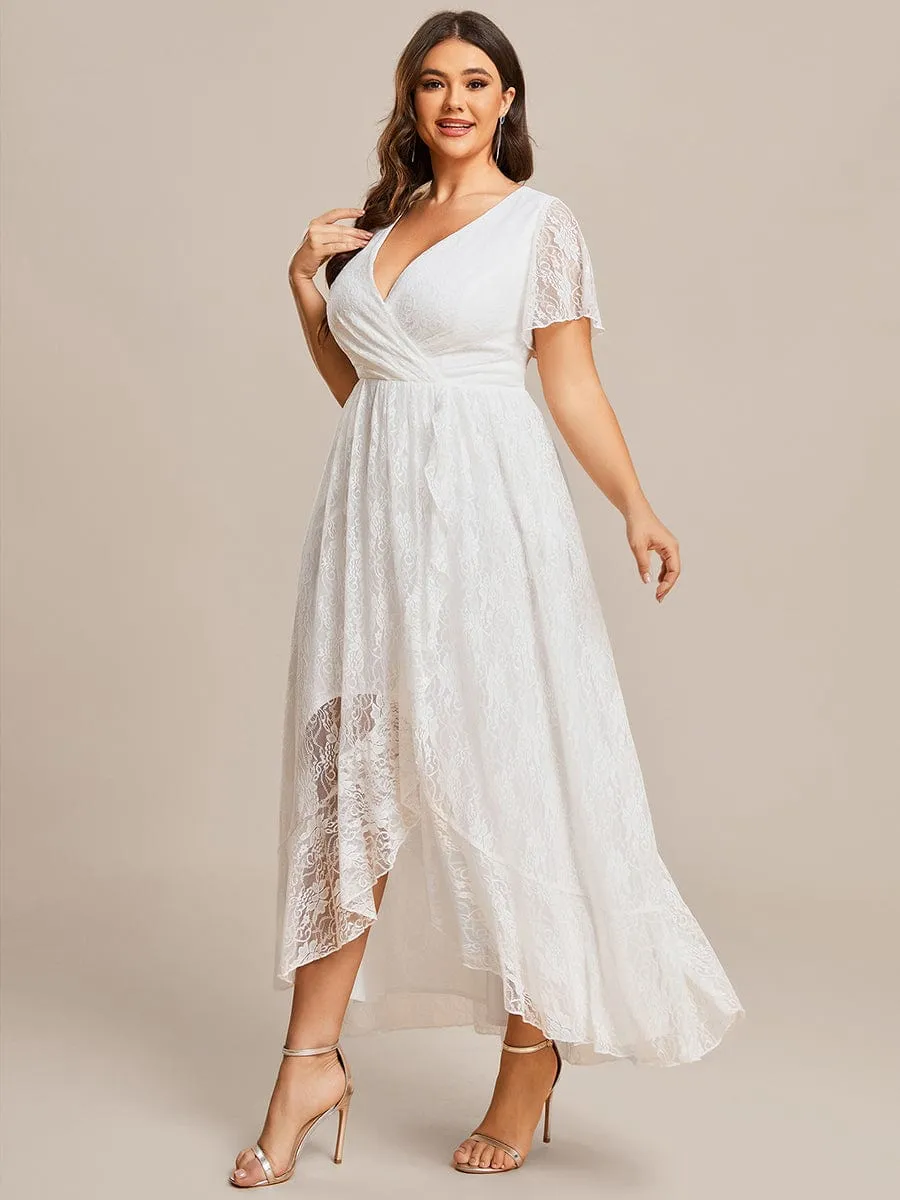 Patty lace high low wedding dress in ivory Express NZ wide