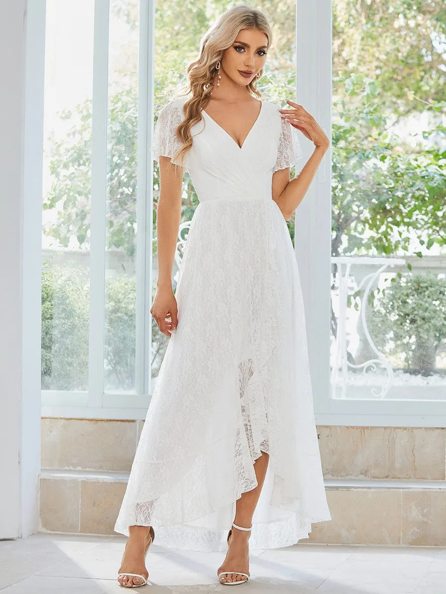 Patty lace high low wedding dress in ivory Express NZ wide