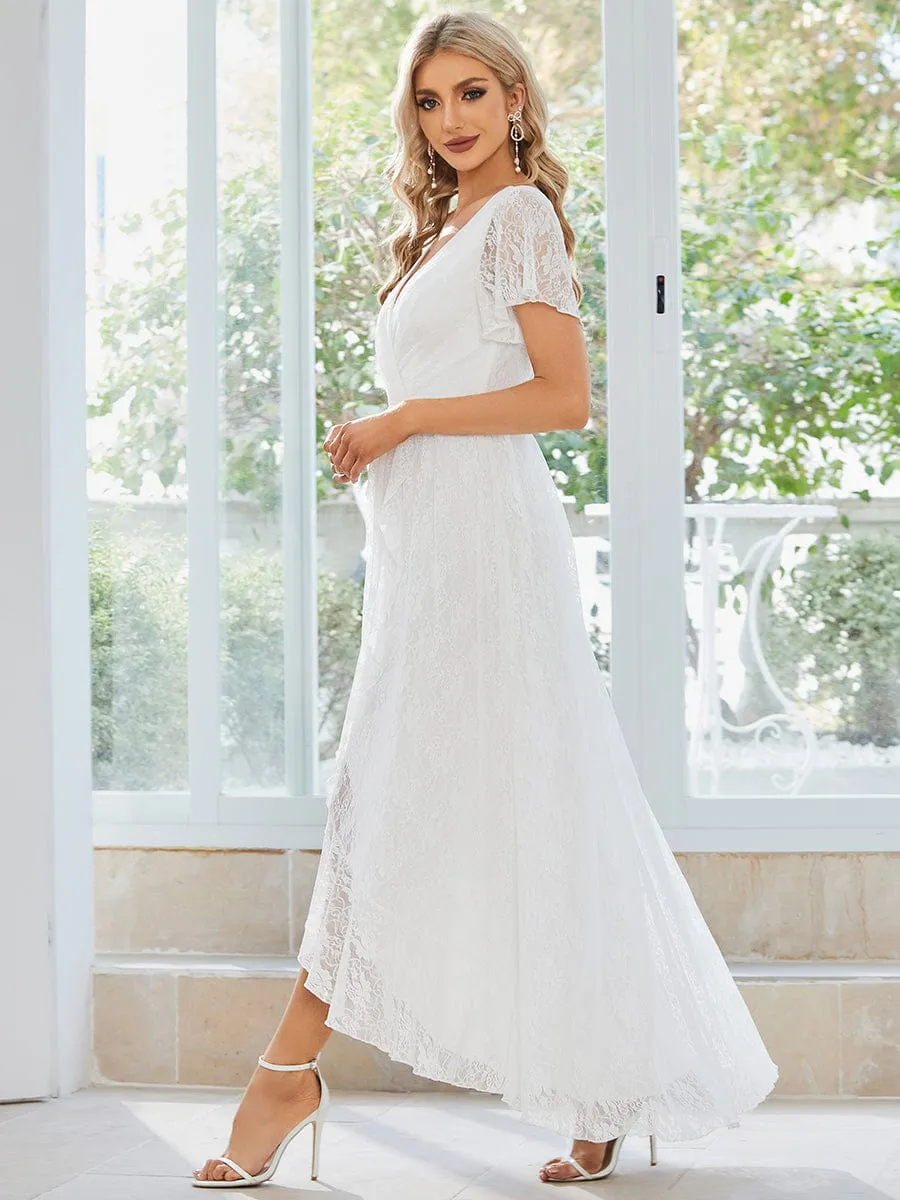 Patty lace high low wedding dress in ivory Express NZ wide