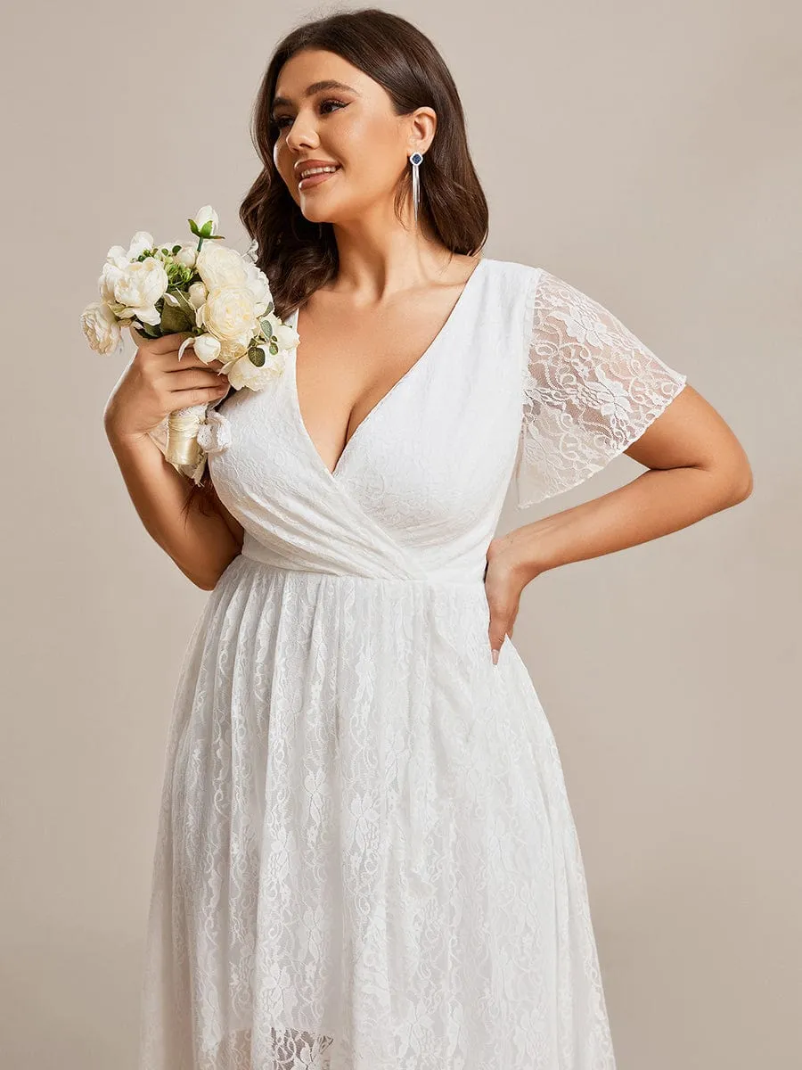 Patty lace high low wedding dress in ivory Express NZ wide
