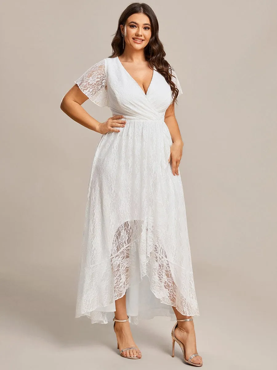 Patty lace high low wedding dress in ivory Express NZ wide