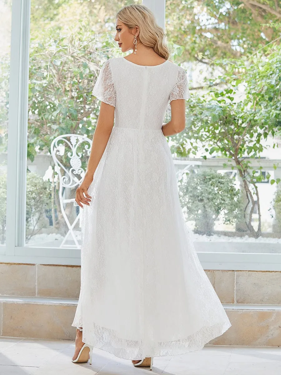 Patty lace high low wedding dress in ivory Express NZ wide
