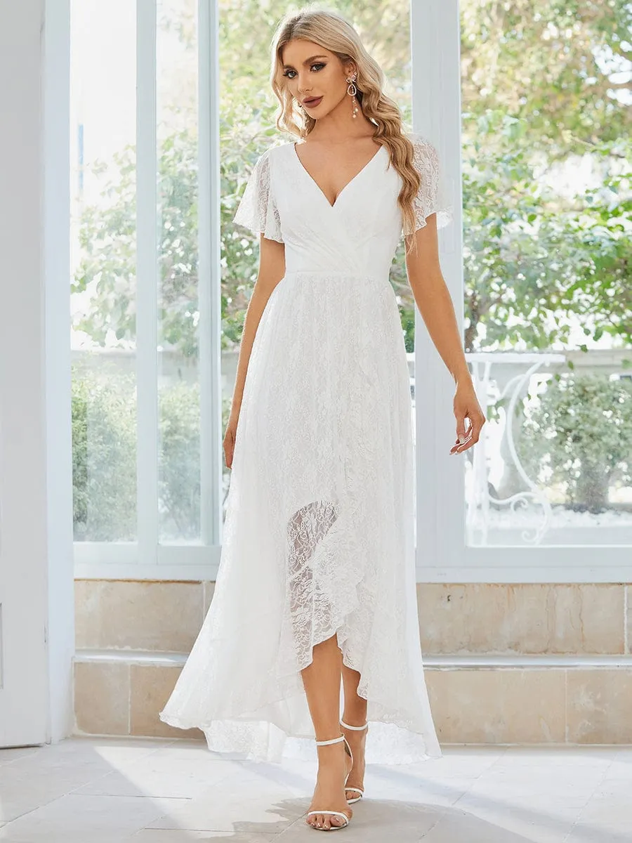 Patty lace high low wedding dress in ivory Express NZ wide