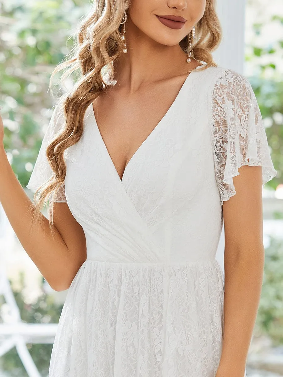 Patty lace high low wedding dress in ivory Express NZ wide