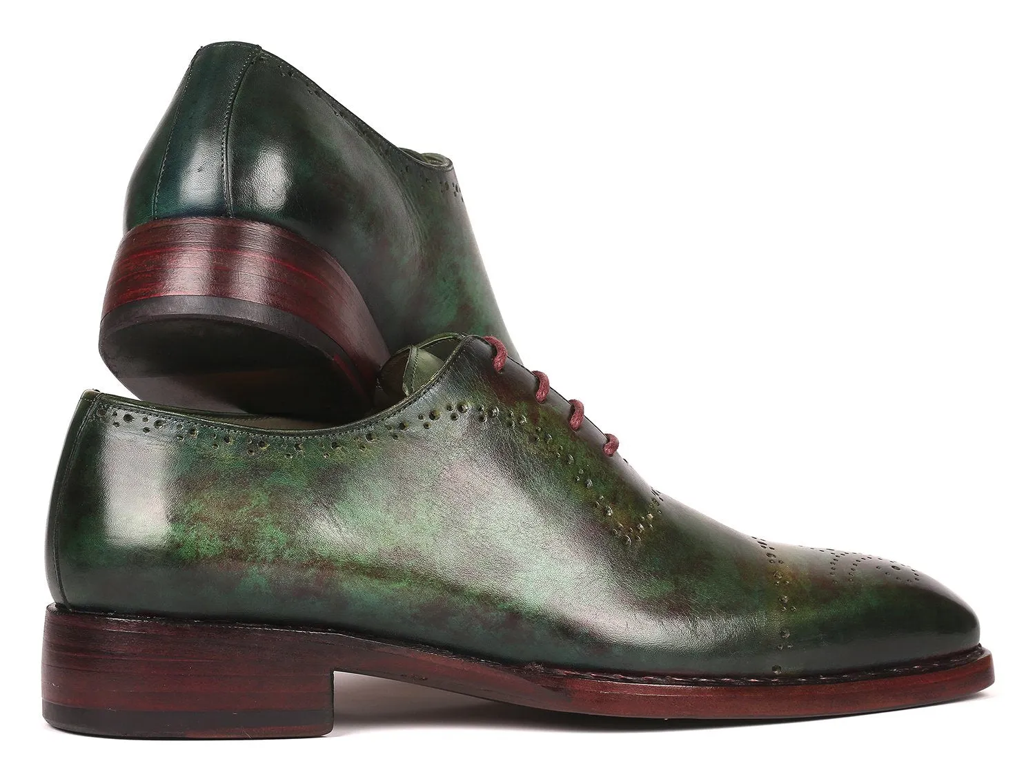 Paul Parkman Men's Goodyear Welted Oxfords in Green Marble Patina
