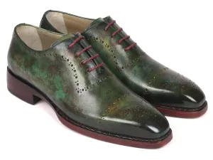 Paul Parkman Men's Goodyear Welted Oxfords in Green Marble Patina