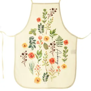 Personalised Apron with Stylish Text and Orange Flowers Floral Print
