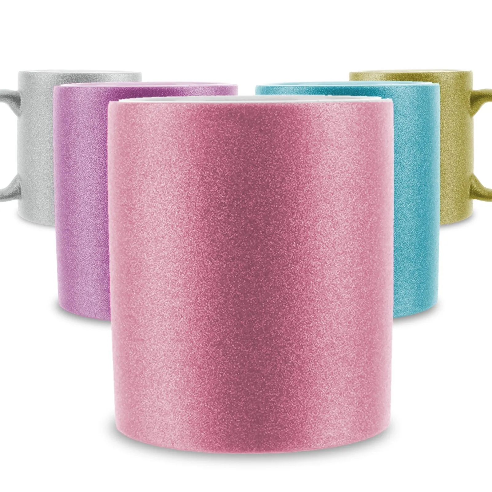 Personalised Glitter Mug with Block Initial and Stylish Text on Heart Line