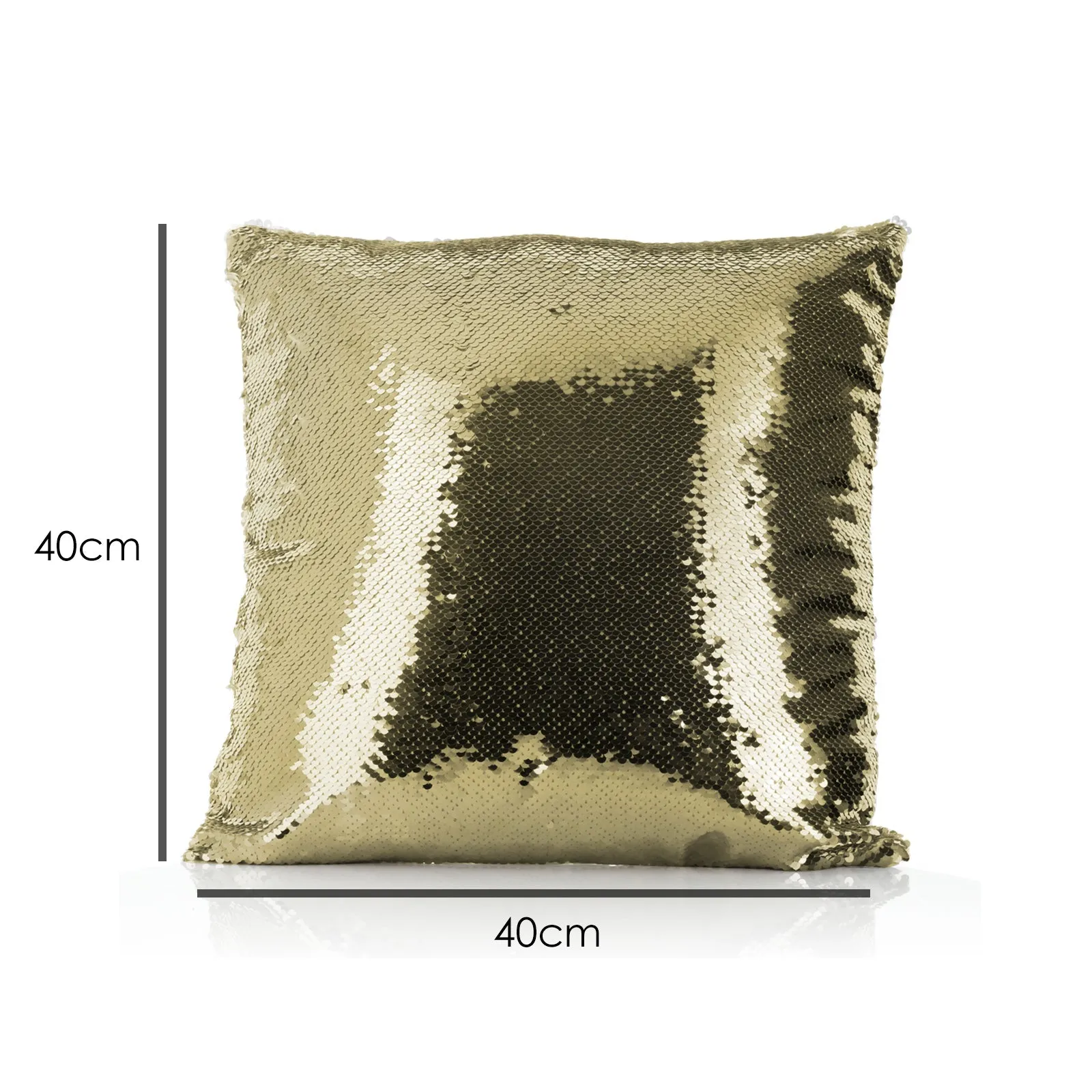 Personalised Sequin Cushion with Stylish Text and Crystal Hearts Print