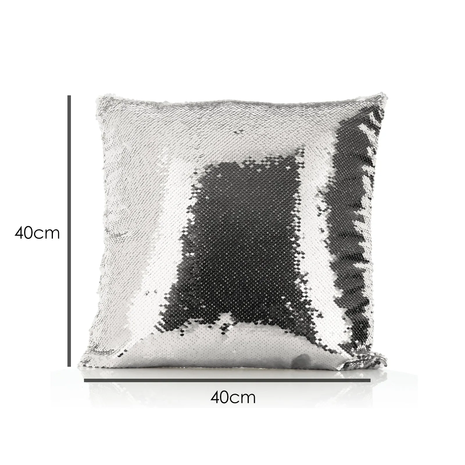 Personalised Sequin Cushion with Stylish Text and Crystal Hearts Print