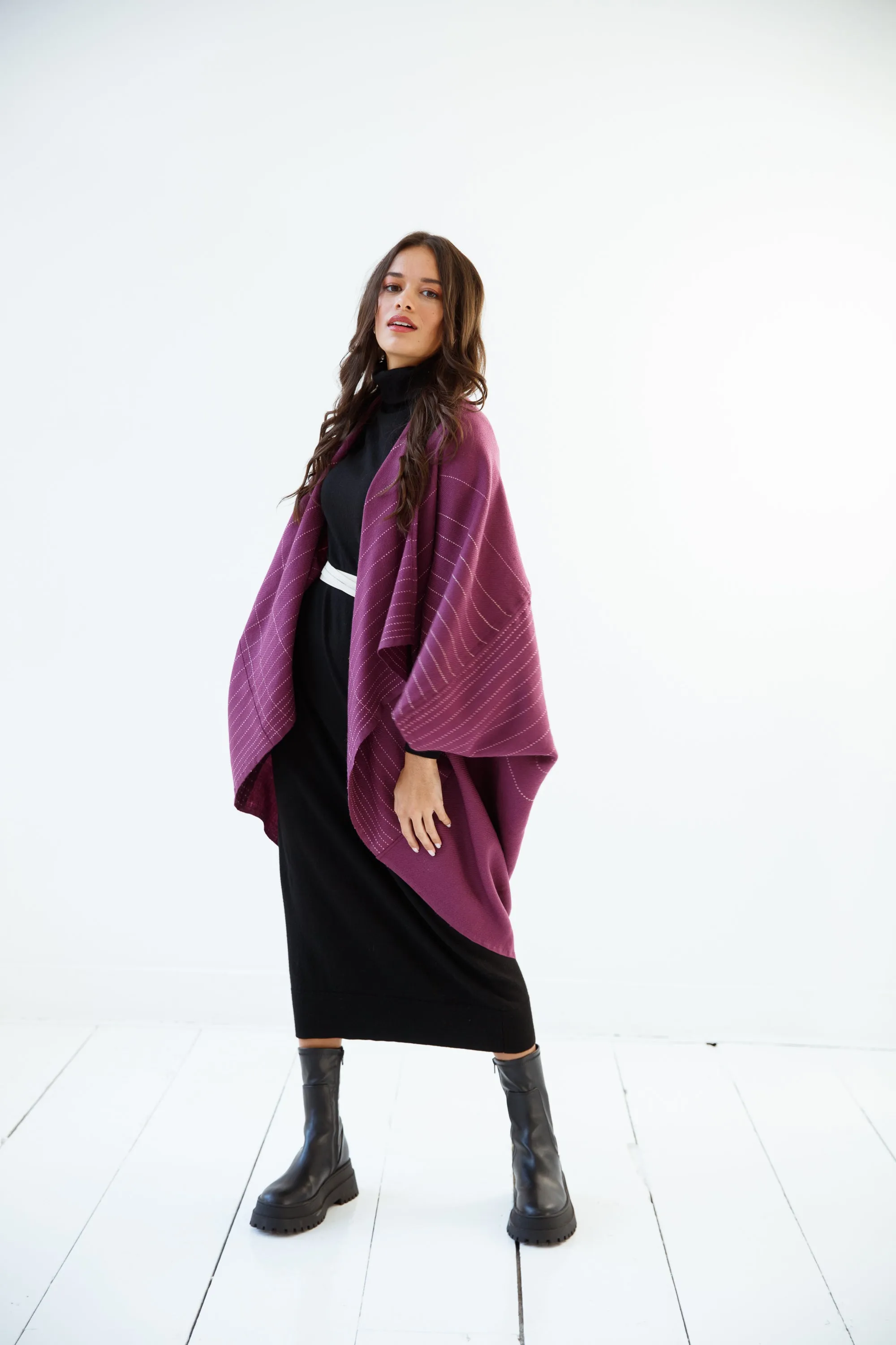 PETITE Wool Kimono Warm Plum