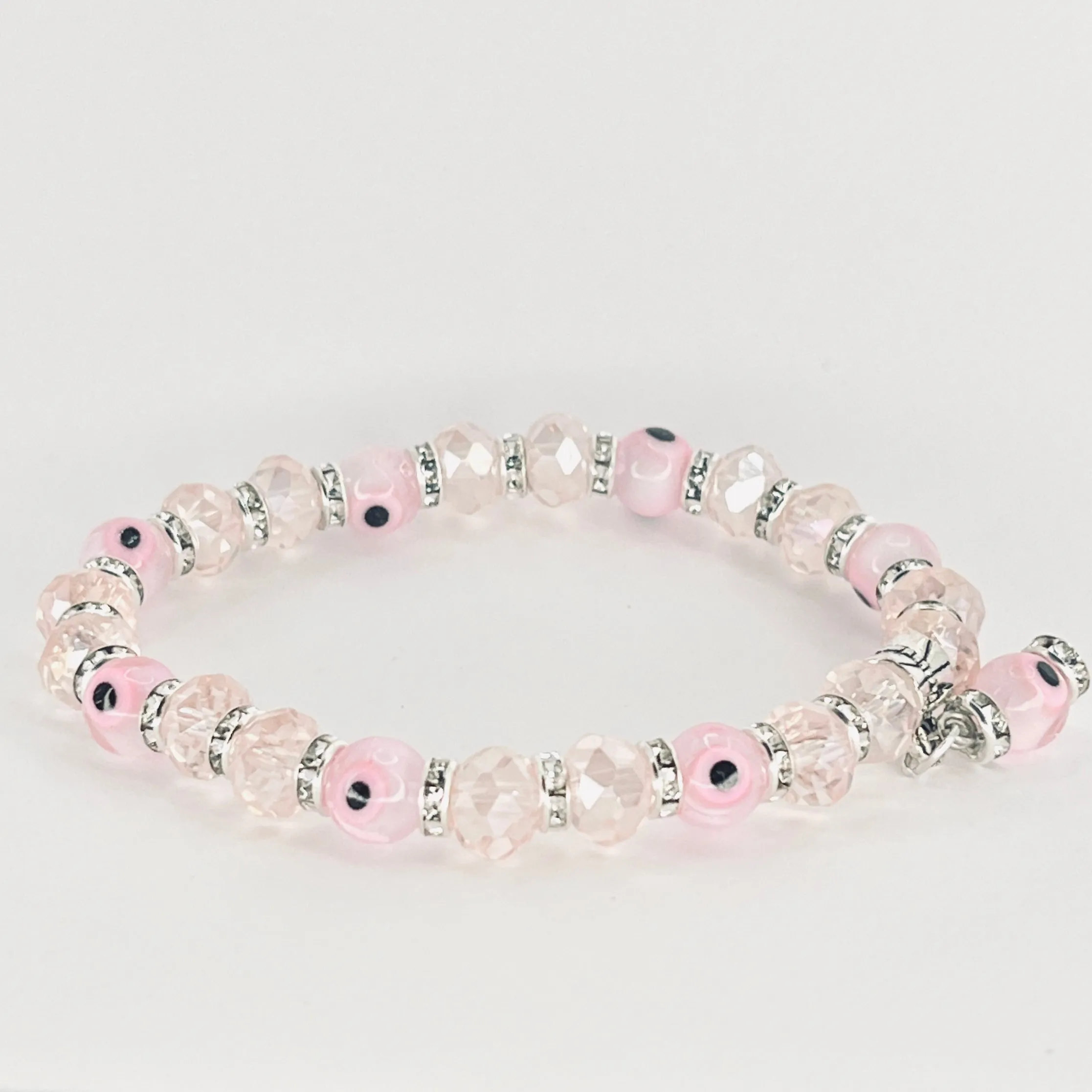 Pink Protective and Stylish Evil Eye Stretch Bracelet