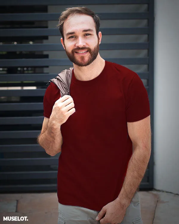 Plain maroon t shirt for men