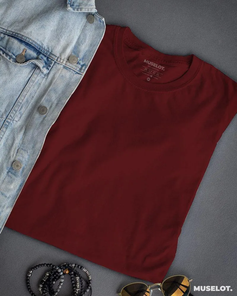 Plain maroon t shirt for men