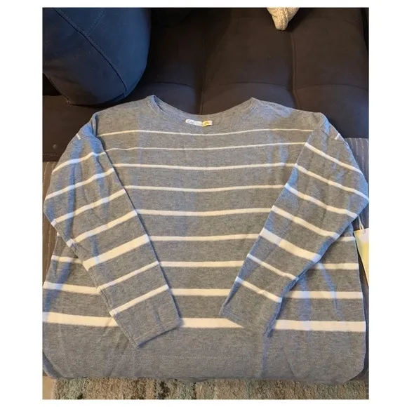 Plus Size Gray Cozy Stripe Sweater