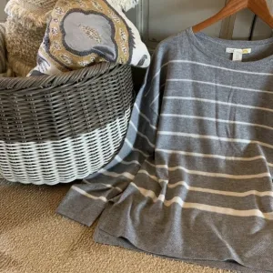 Plus Size Gray Cozy Stripe Sweater