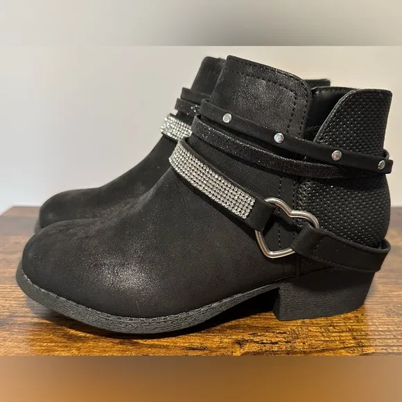 Pop Girls Black Orleans Block Heel Booties NWT Various Sizes