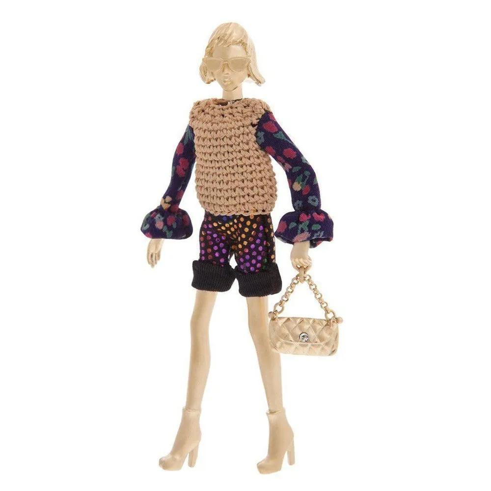 Poupee in Shorts with Sweater Vest and Purse