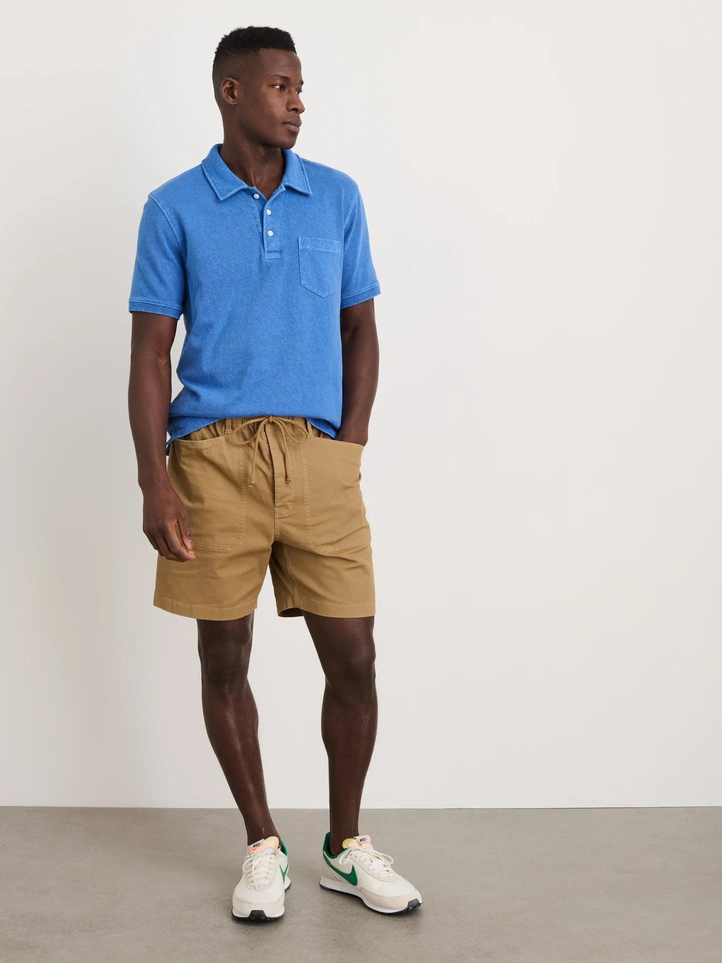 Pull on Button Fly Shorts - Warm Khaki