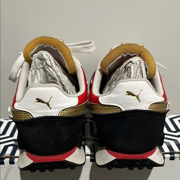 Puma “Future Rider” Varsity Red and Dhalia Gold Sneakers! 80s Vintage Retro
