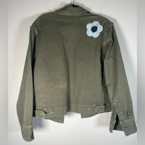 RAILS Tuli Button Down Military Jacket Olive Women’s Sz M Organic Cotton Crochet
