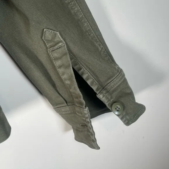 RAILS Tuli Button Down Military Jacket Olive Women’s Sz M Organic Cotton Crochet
