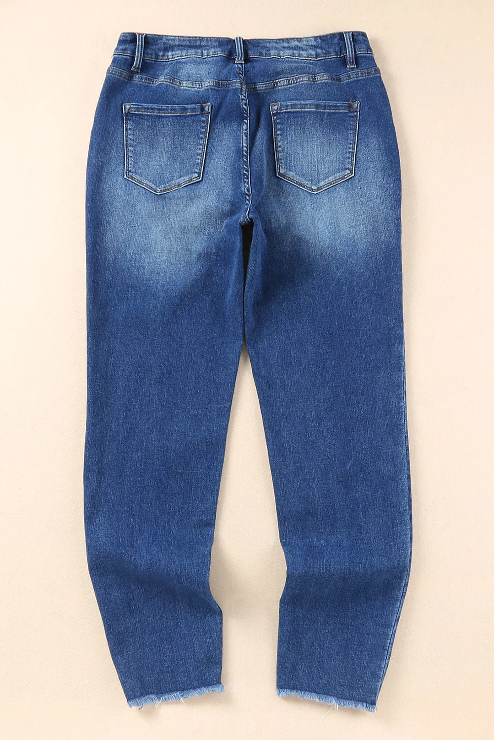 Raw Hem Ankle-length Skinny Jeans
