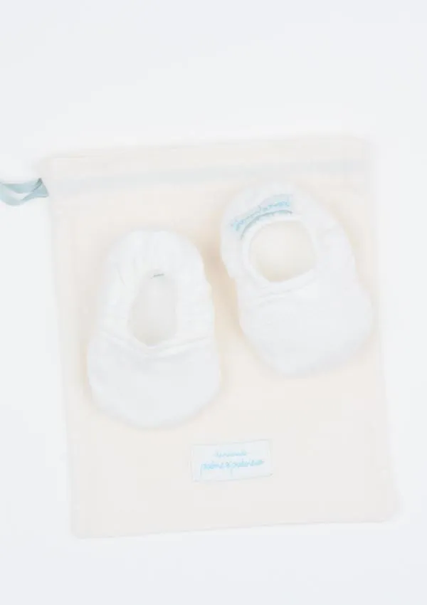 Reversible Drawn Thread Booties, Ivory