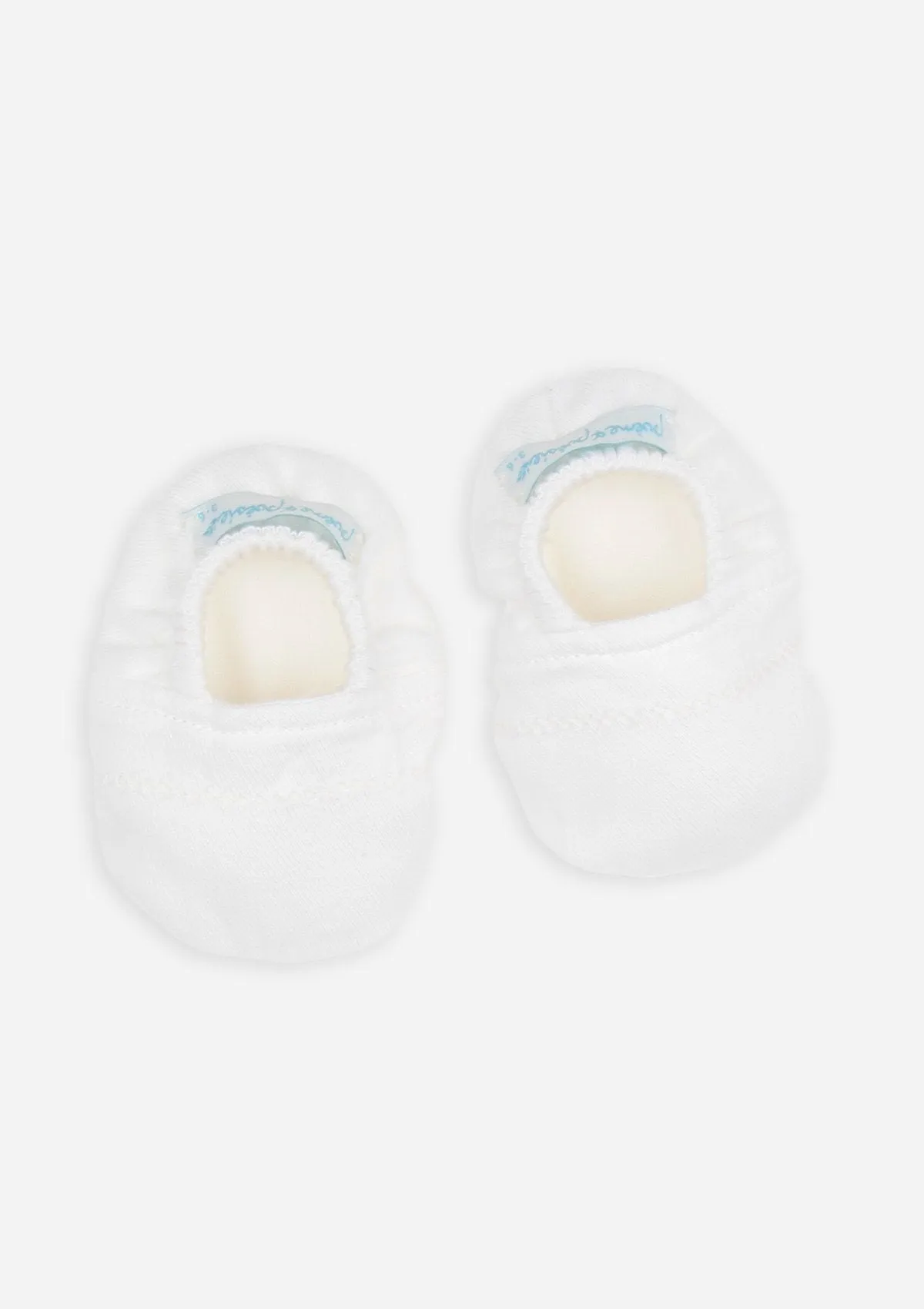 Reversible Drawn Thread Booties, Ivory
