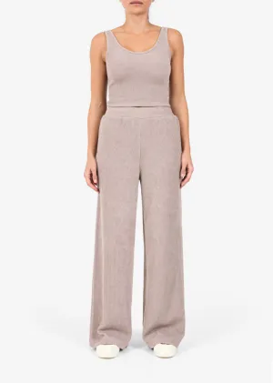 Rib Knit Lounge Palazzo Pant Taupe FINAL SALE