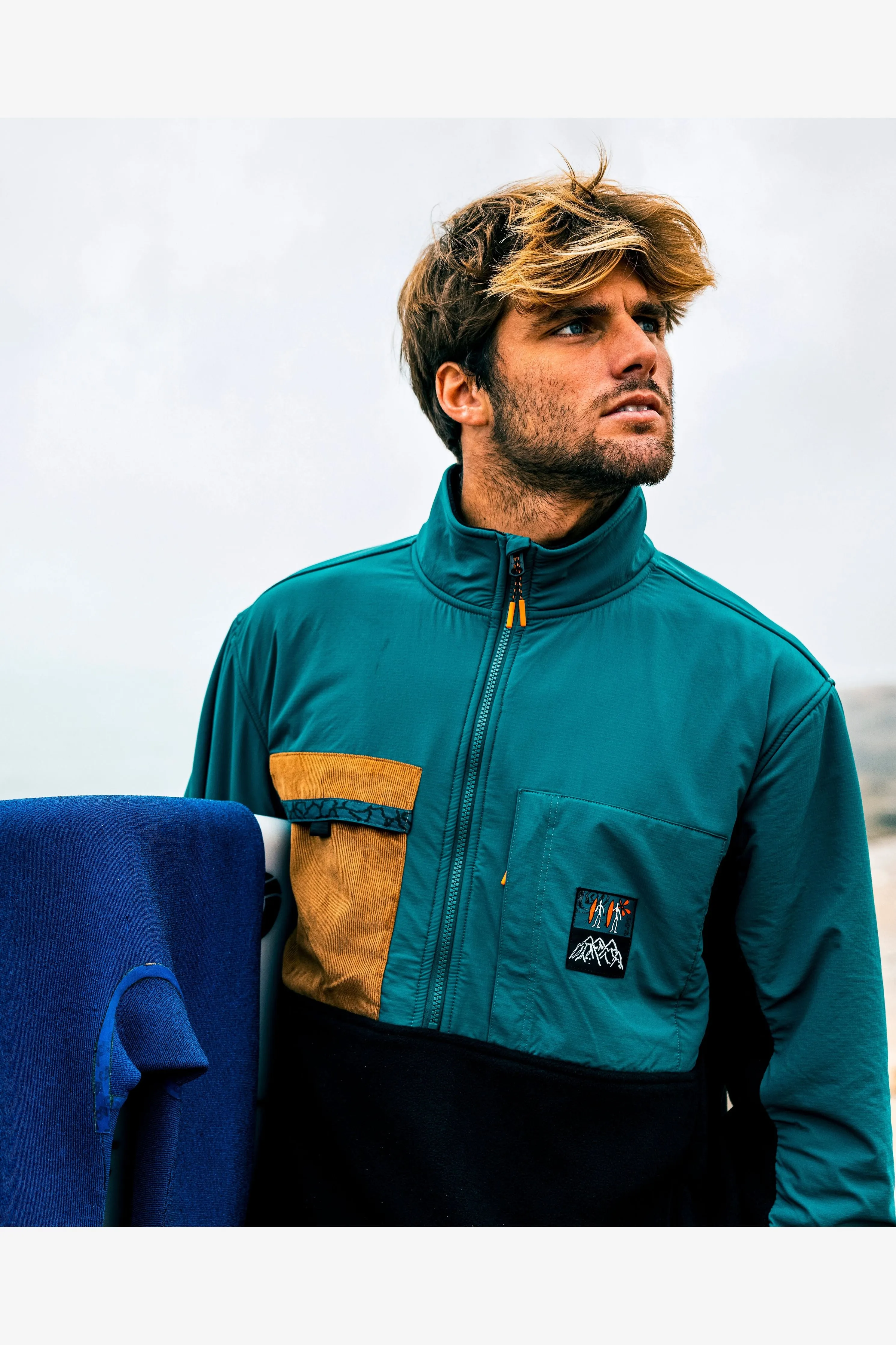 RIP CURL ANTI SERIES JOURNEY ZIP CREW - BLUE GREEN