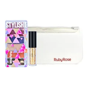 Ruby rose Stylish Eyeshadow(HB-1069)   Glitter Eyeliner(HB-8416-4)   FREE POUCH