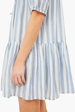 Scallop Stripe Blue Puff Isla Dress