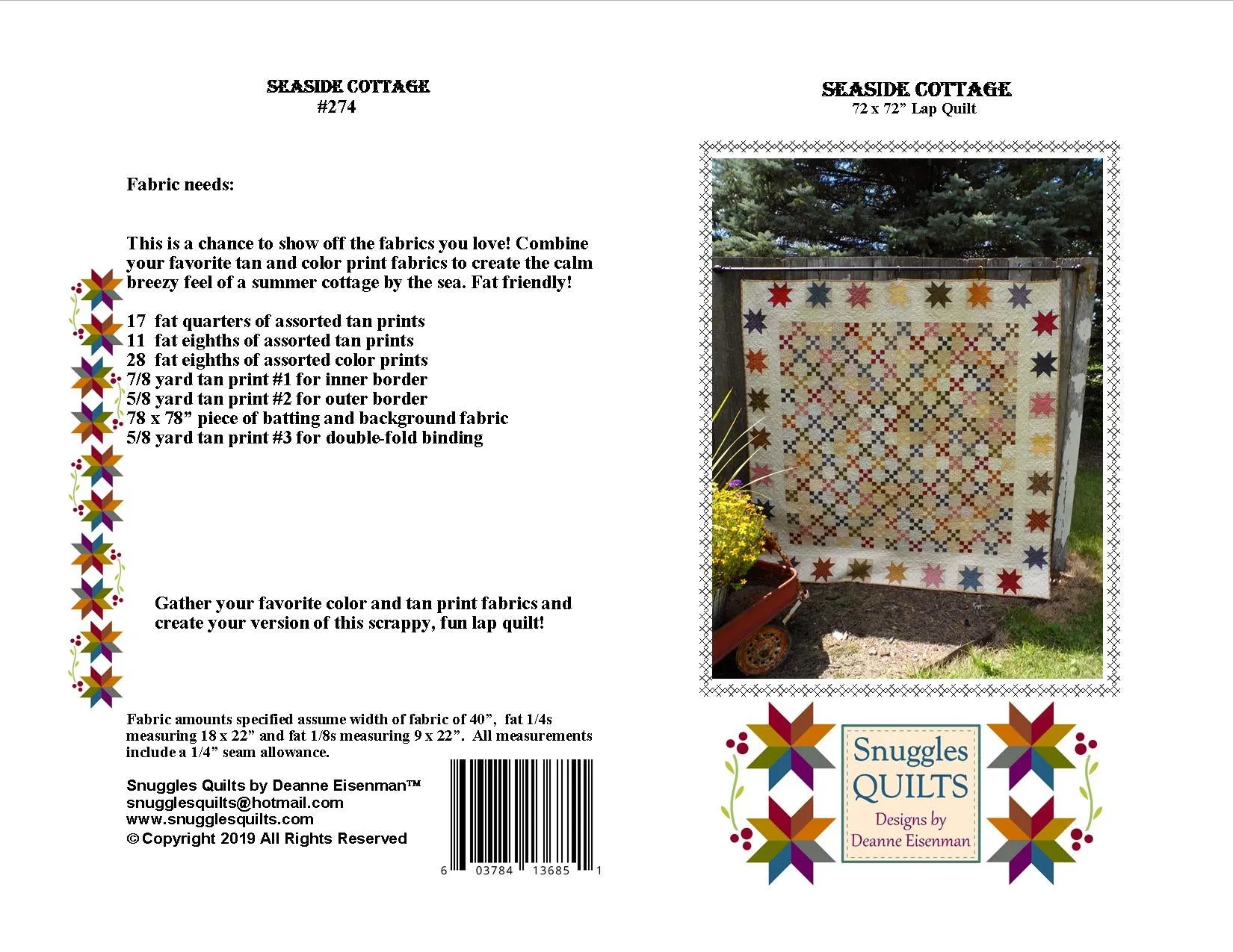 Seaside Cottage Quilt Pattern - PDF