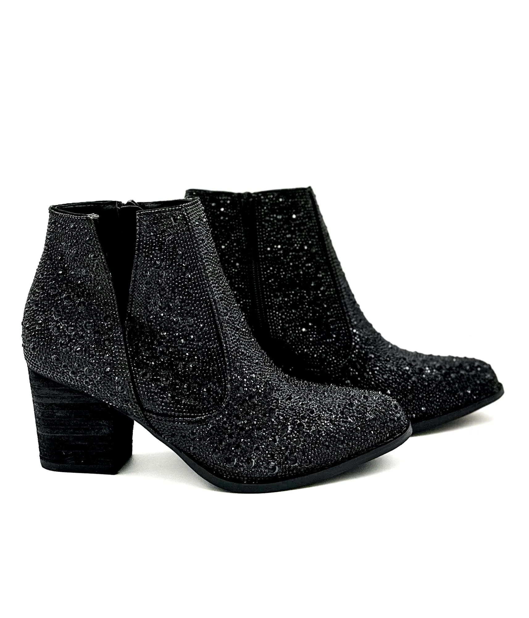 Shining Star Rhinestone Bootie in Black