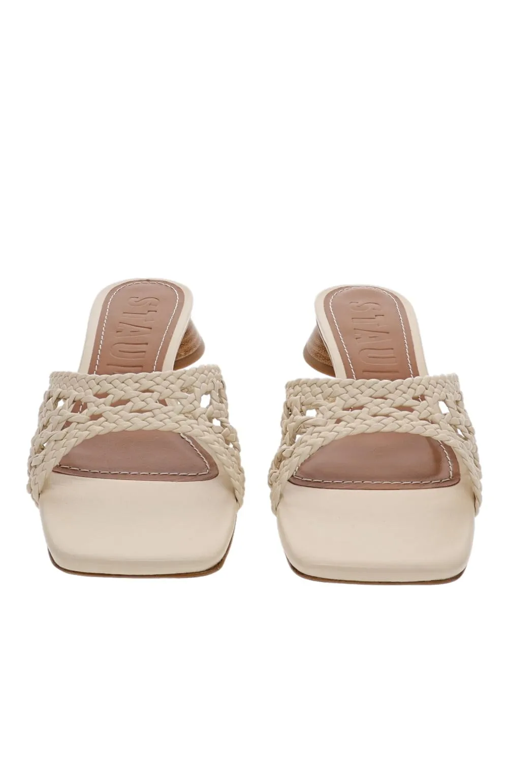 Simone Cream Leather Crochet Heel