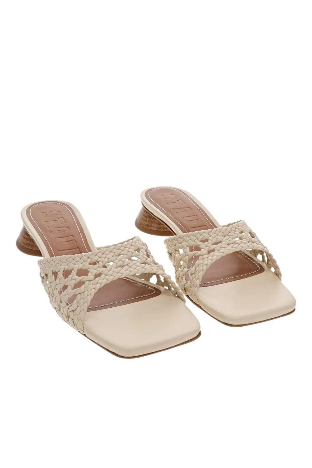 Simone Cream Leather Crochet Heel