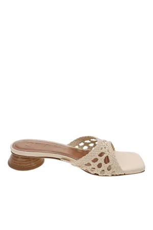 Simone Cream Leather Crochet Heel