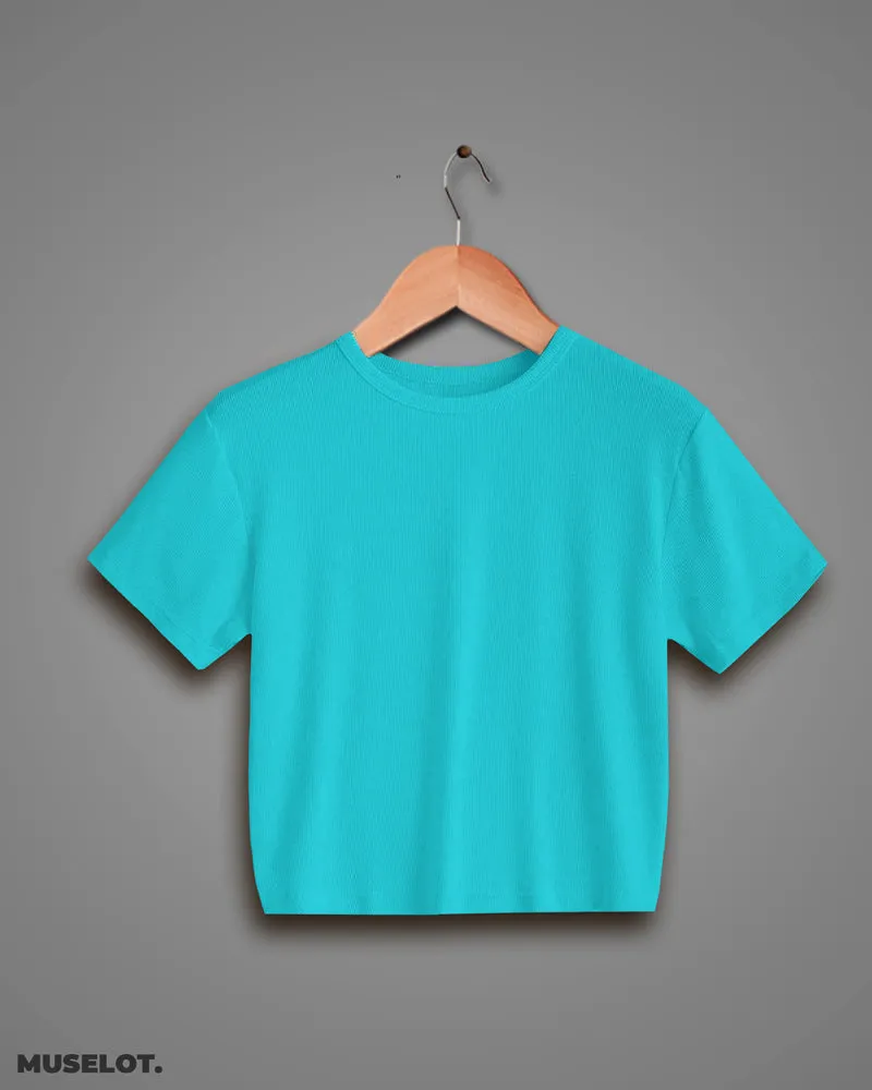 Sky blue plain crop t shirt