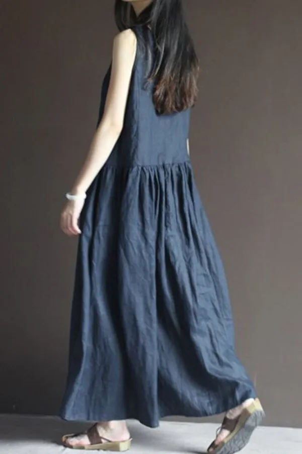 Sleeveless Cotton Long Maxi Dress